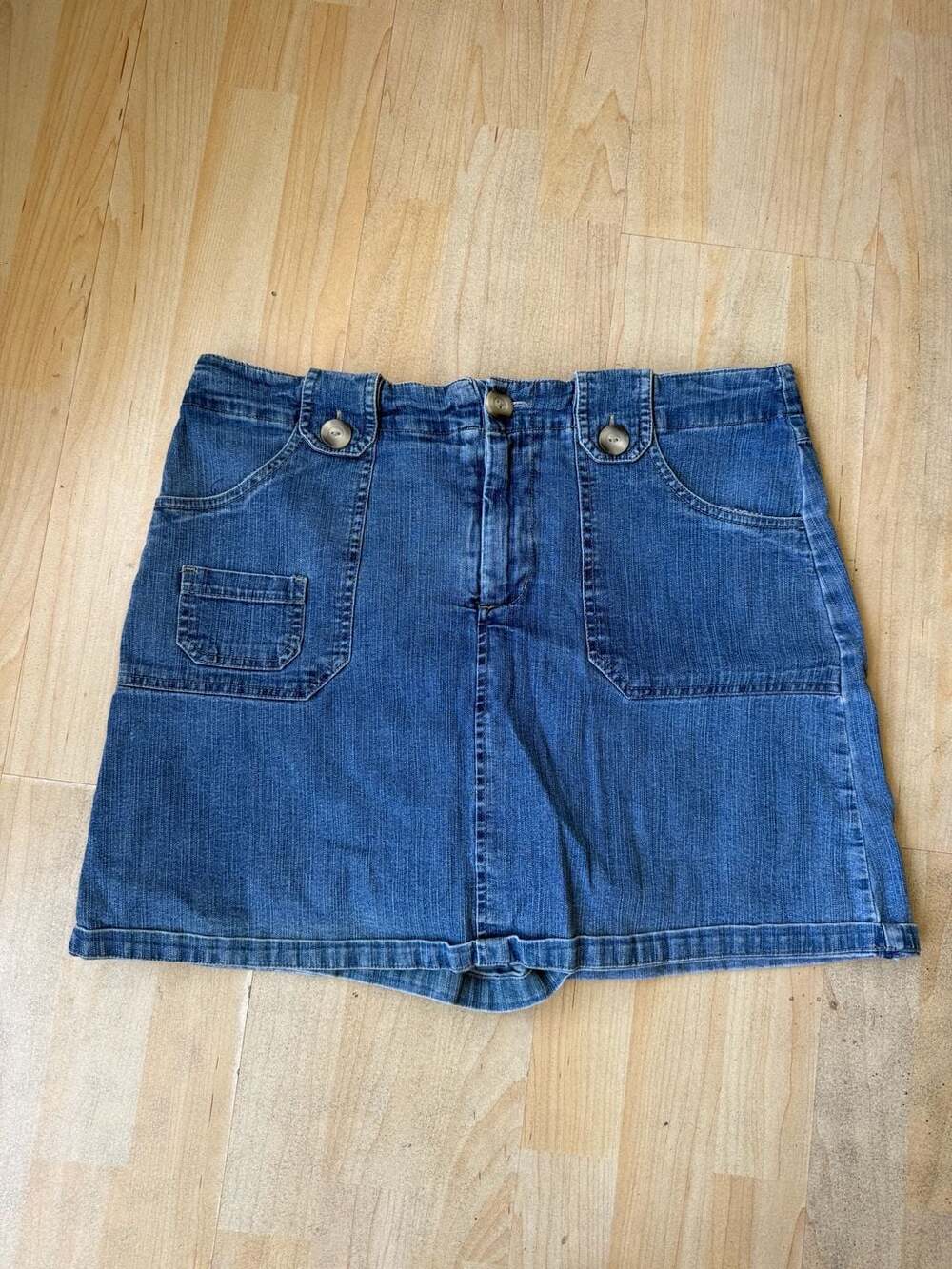 White Stag Stretch Women's Size 16 Blue Denim Cargo Mini Skirt